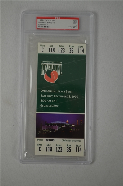 Peach Bowl Game 1996 Full PSA Graded Ticket LSU vs Clemson