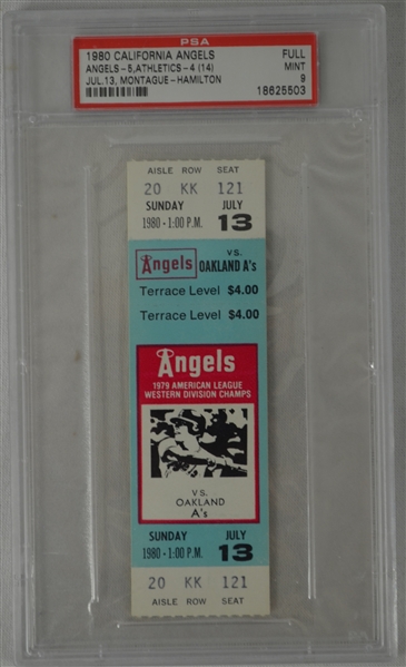 California Angels 1980 Full PSA Graded Ticket