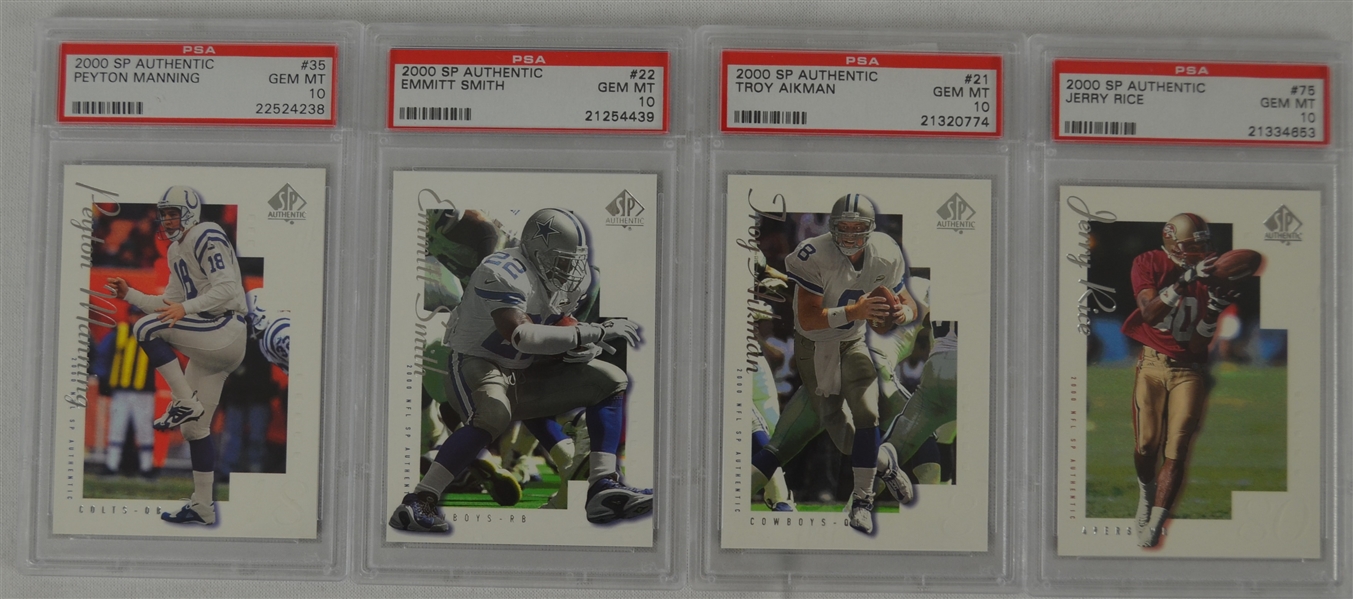 2000 SP Authentic Football Collection of 4 PSA Graded Gem Mint 10 Cards