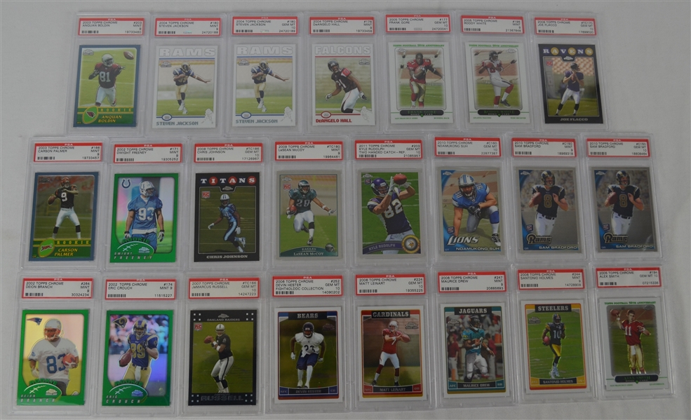 2002-2011 Topps Chrome Football Collection of 23 PSA Graded Cards