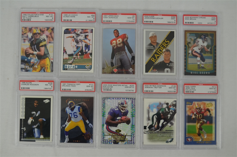1997-2000 Football Collection of 10 PSA Graded Cards