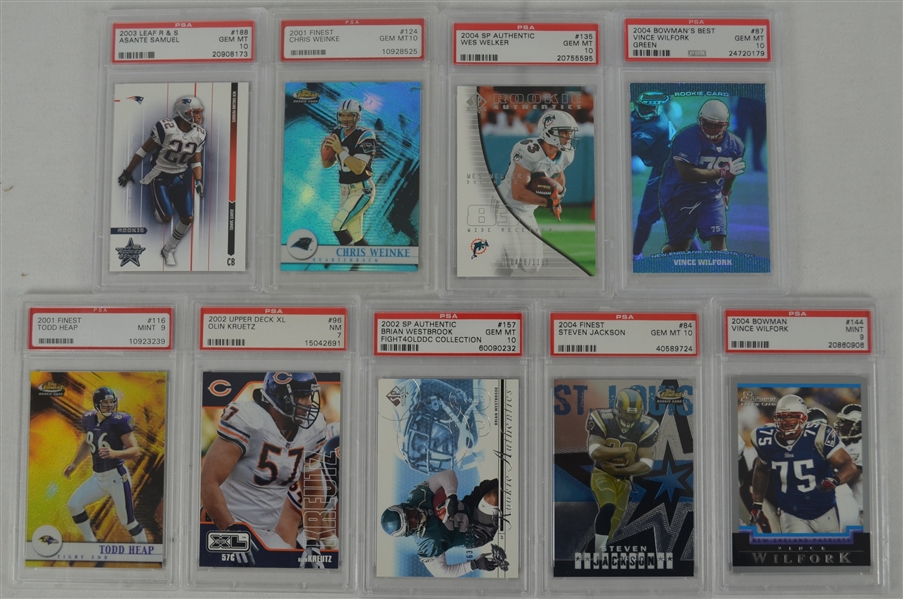 2001-2004 Football Collection of 9 PSA Graded Cards