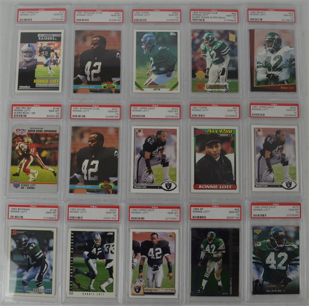 Ronnie Lott Football Collection of 15 PSA Graded Cards