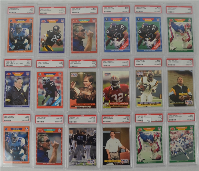 1989 1991 & 1992 Pro Set Football Collection of 18 PSA Graded Cards