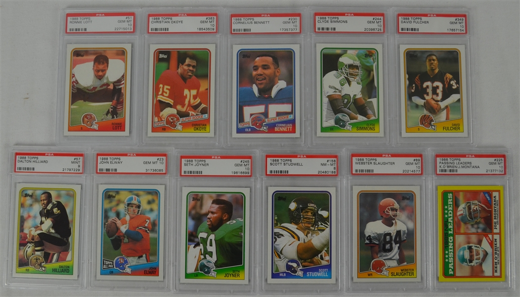 1988 Topps Football Collection of 11 PSA Graded Cards