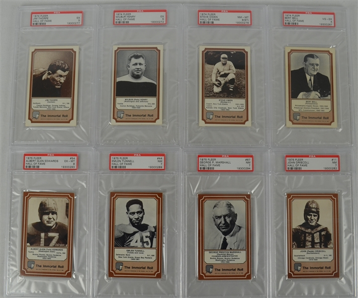 1974-1975 Fleer Football Collection of 8 PSA Graded Cards 