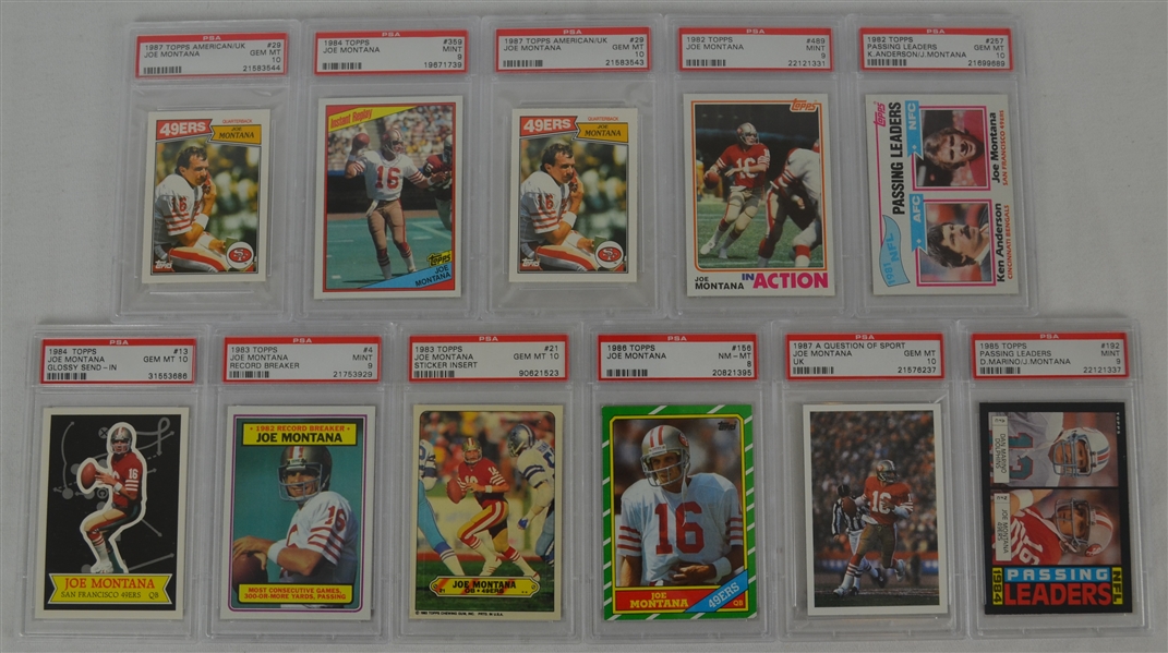 Joe Montana Collection of 11 PSA Graded 1982-1987 Football Cards 