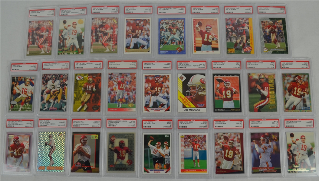 Joe Montana Collection of 26 PSA Graded 1993 Football Cards 
