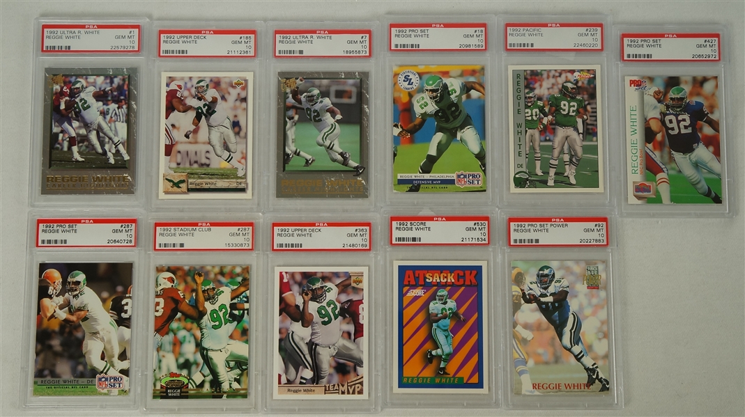 Reggie White Collection of 11 PSA Graded 1992 Football Cards 