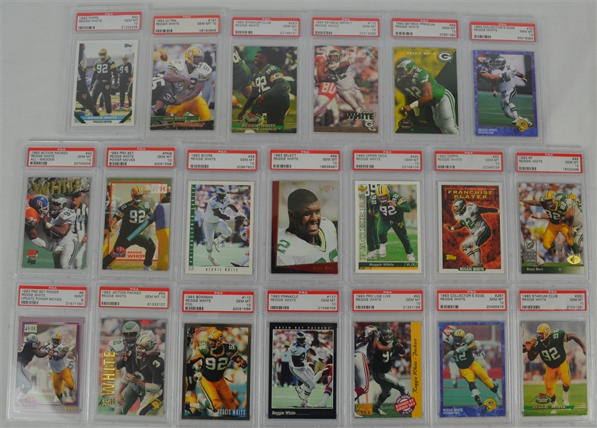 Reggie White Collection of 20 PSA Graded 1993 Football Cards 
