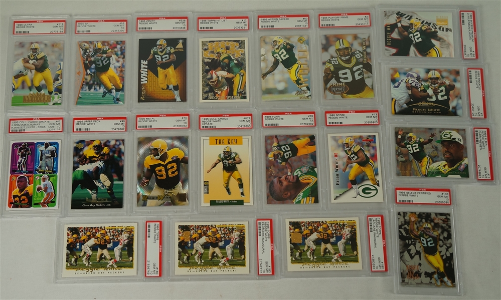 Reggie White Collection of 19 PSA Graded 1995 Football Cards 