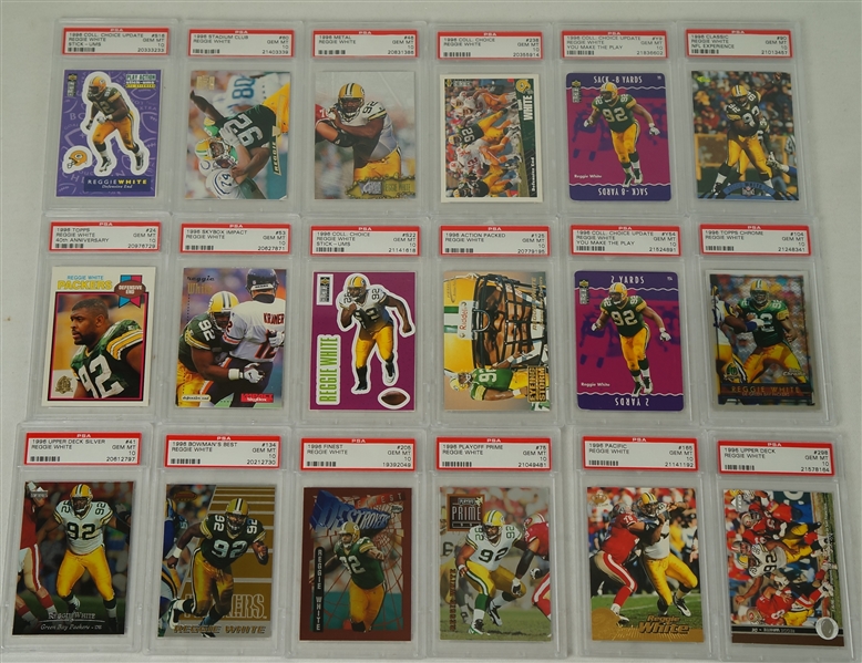 Reggie White Collection of 18 PSA Graded 1996 Football Cards 