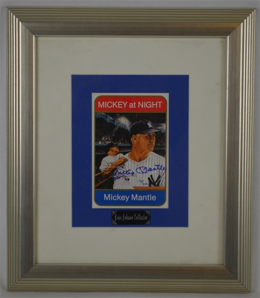 Mickey Mantle Autographed Mickey at Night LE Card Greer Johnson Collection