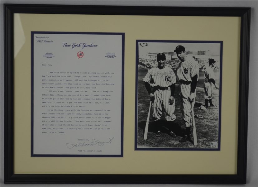 Phil Rizzuto Dual Signed Letter & Photo Display 
