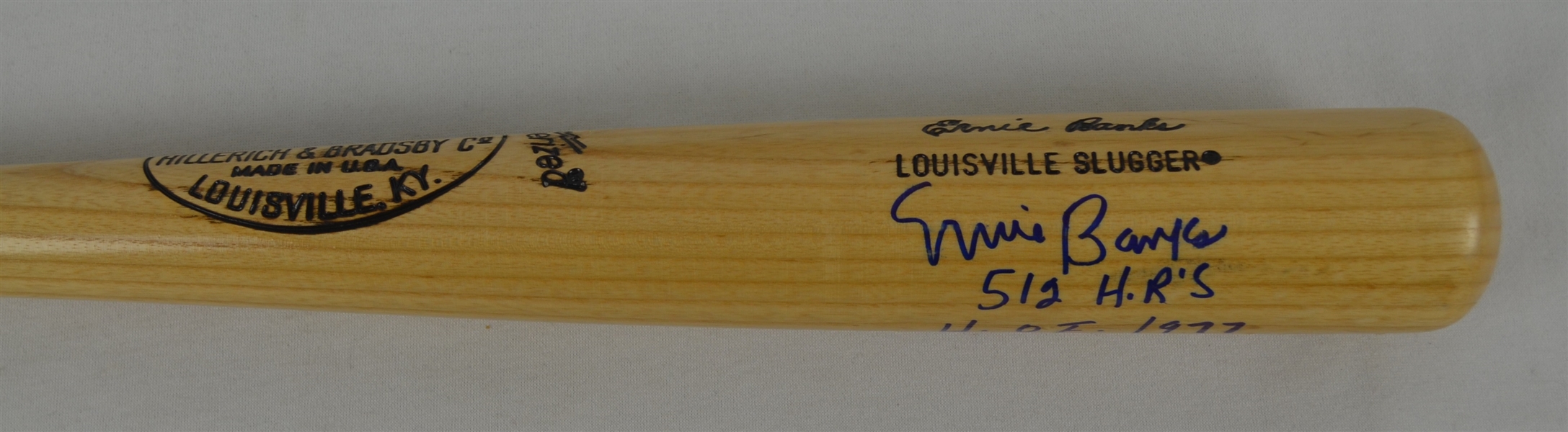 Ernie Banks Autographed & Inscribed 512 HR’s HOF 1977 Louisville Slugger Bat