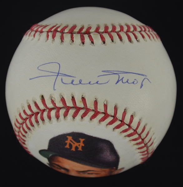 Willie Mays Vintage Autographed Hand Painted Baseball