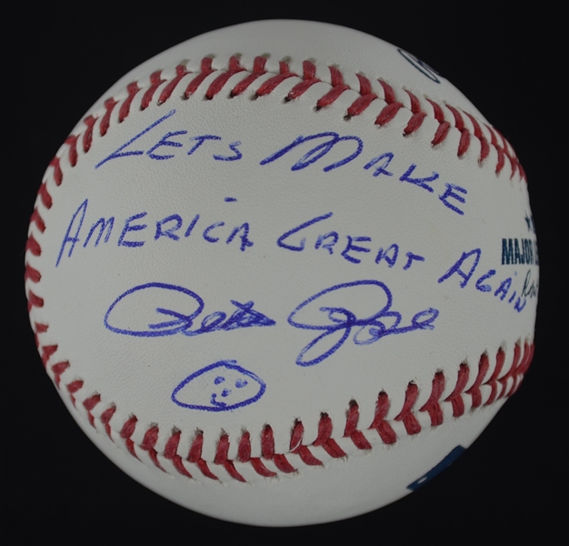 Pete Rose Autographed & Inscribed Let’s Make America Great Again Baseball 