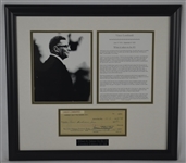 Vince Lombardi Signed Green Bay Packers Check & Famous Speech Display