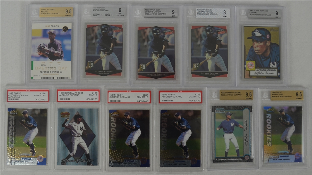 Alfonso Soriano Lot of 11 PSA & BGS Graded Cards