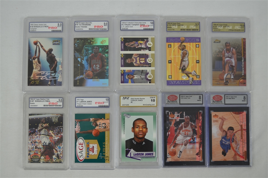 NBA Collection of 10 Graded Basketball Cards w/LeBron James