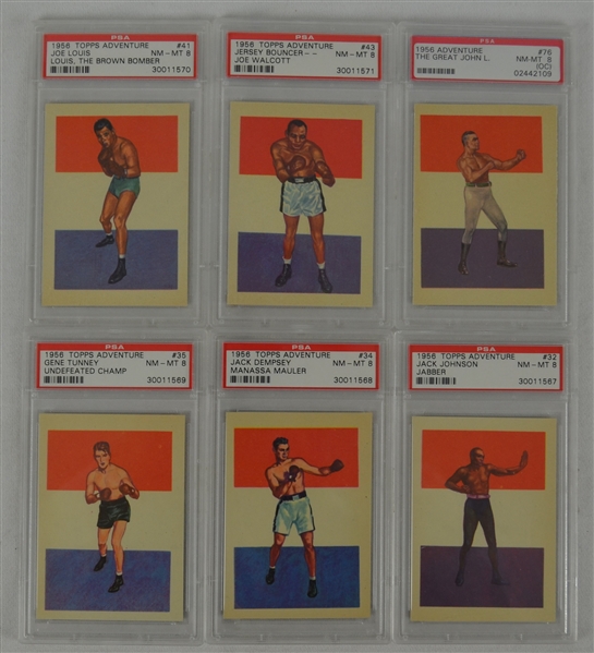 Boxing 1956 Topps Adventure Lot of 6 Cards Graded PSA 8 NM-MT
