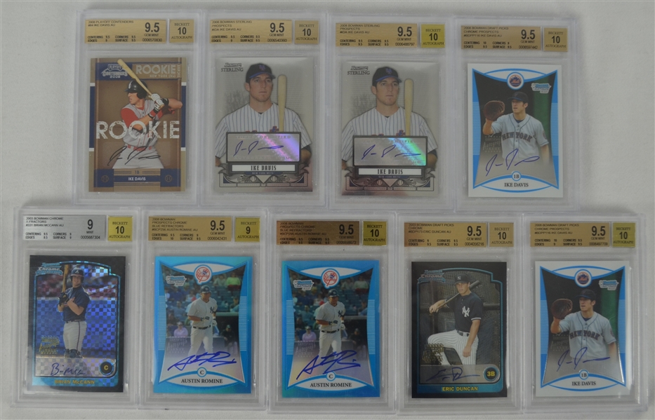 MLB Collection of 9 Autographed BGS Graded Rookie Cards 