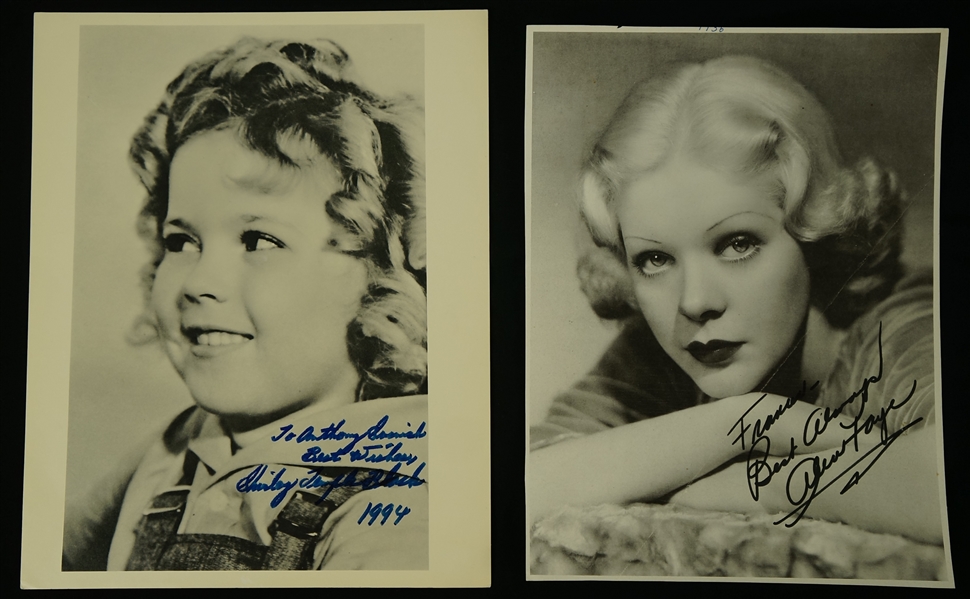 Vintage Collection of 2 Autographed Photos w/Shirley Temple & Alice Faye