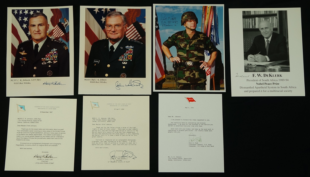 General Henry Shelton John Shalikashvili & Paul Funk Autographed Photos
