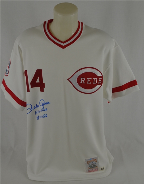 Pete Rose Autographed & Inscribed Cincinnati Reds Mitchell & Ness Jersey
