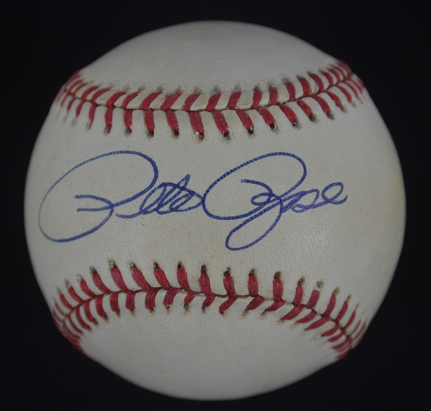 Pete Rose Autographed Baseball & 3,000th Hit Ticket