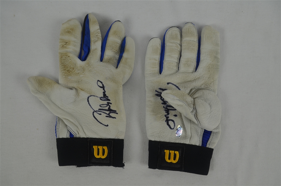 Rafael Palmeiro 2001 Autographed Professional Model Batting Gloves w/Heavy Use
