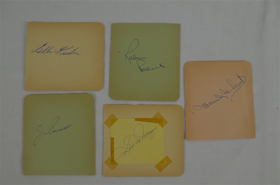 Vintage Lot of 5 Cut Signatures w/Dom DiMaggio & Jim Piersall