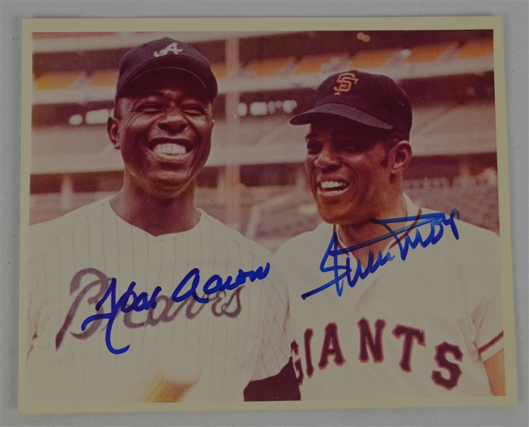 Hank Aaron & Willie Mays Dual Signed Photo