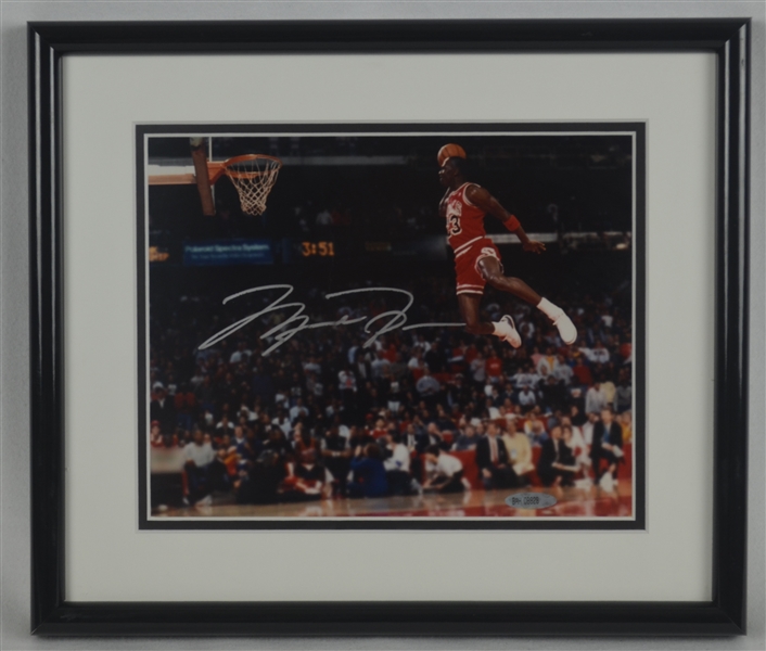 Michael Jordan Autographed & Framed Slam Dunk Photo UDA 