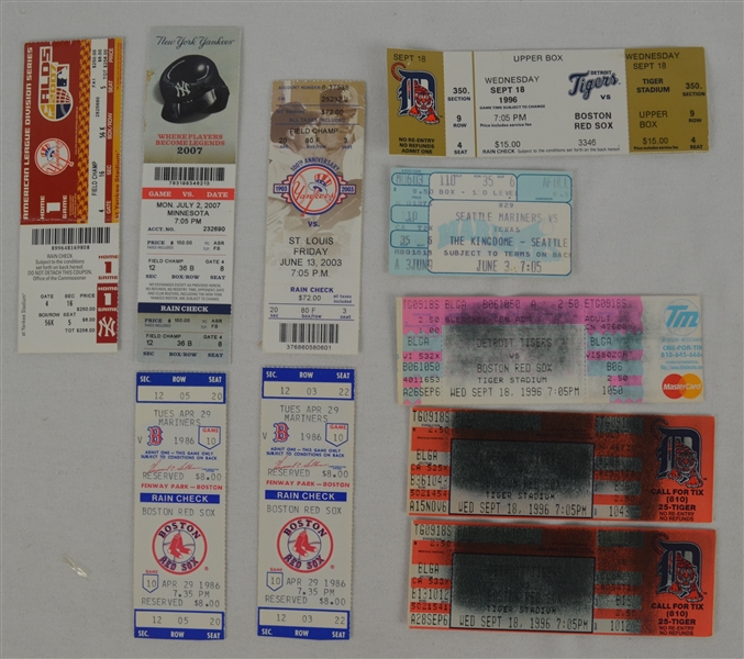 Roger Clemens Collection of 10 Tickets From 300 Win 4000 K & 20 K Games