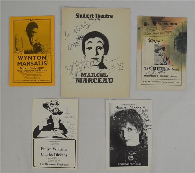 Collection of 5 Signed Programs w/Marcel Marceau