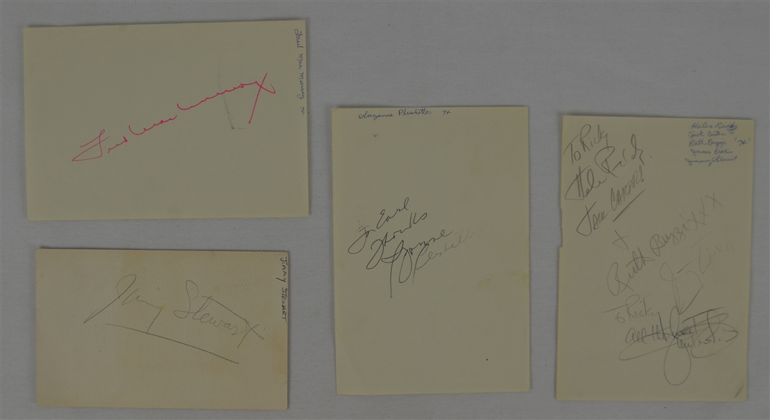 Collection of 4 Autographed Sheets w/Jimmy Stewart