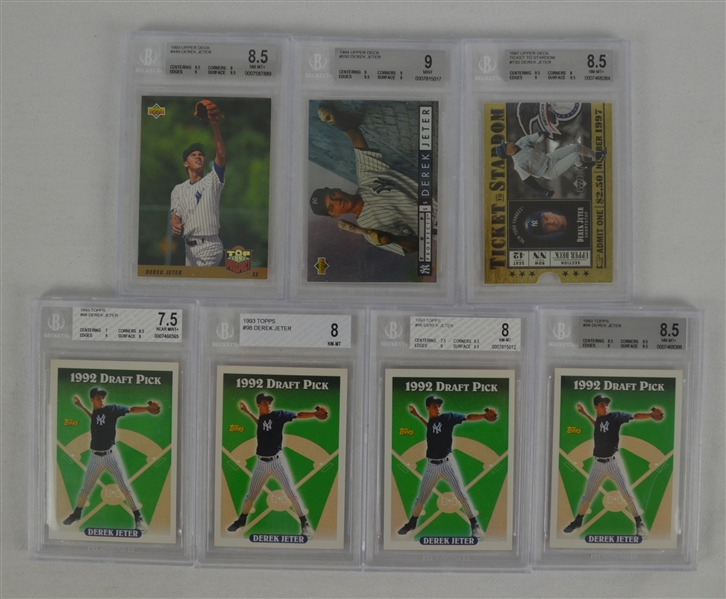 Derek Jeter Lot of 7 BGS Graded Baseball Cards