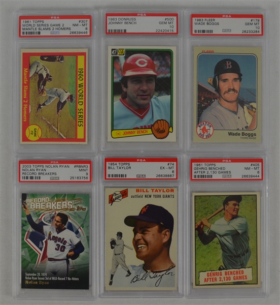 Collection of 6 PSA Graded Baseball Cards
