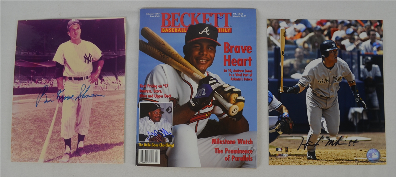 MLB Lot of 3 Autographed Photos & Magazine