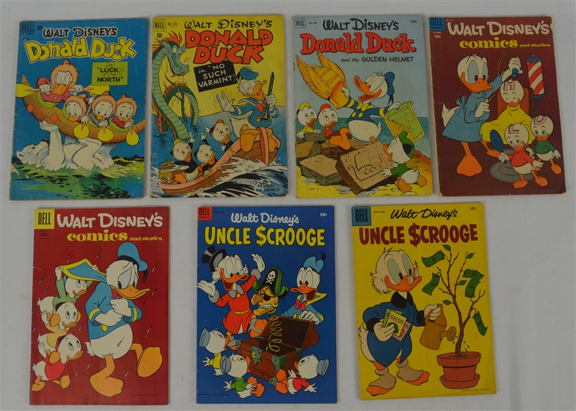 Walt Disney Collection of 7 Vintage 1940s-50s Comic Books