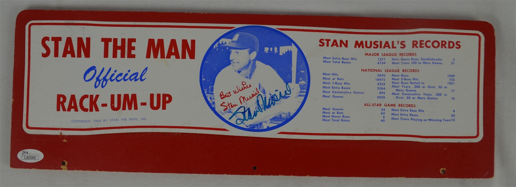 Stan Musial Autographed Vintage Rack-Um-Up 1964 Wooden Stand