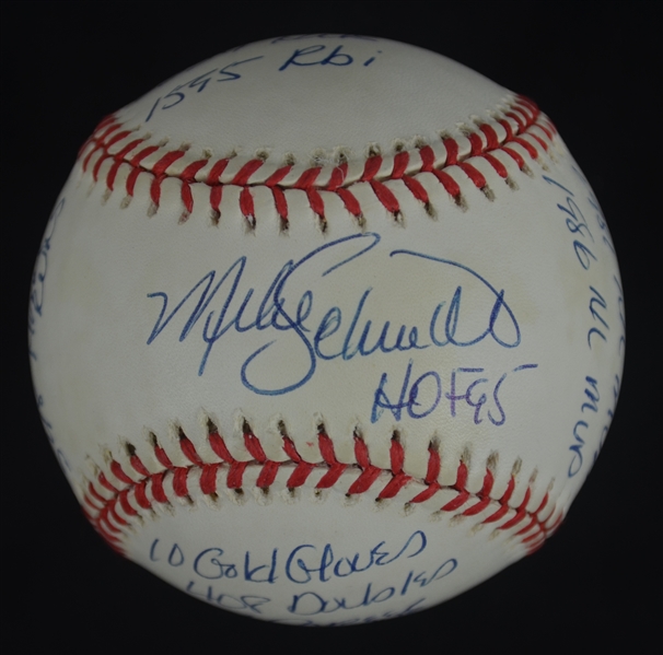 Mike Schmidt Autographed & Inscribed Stat Baseball 