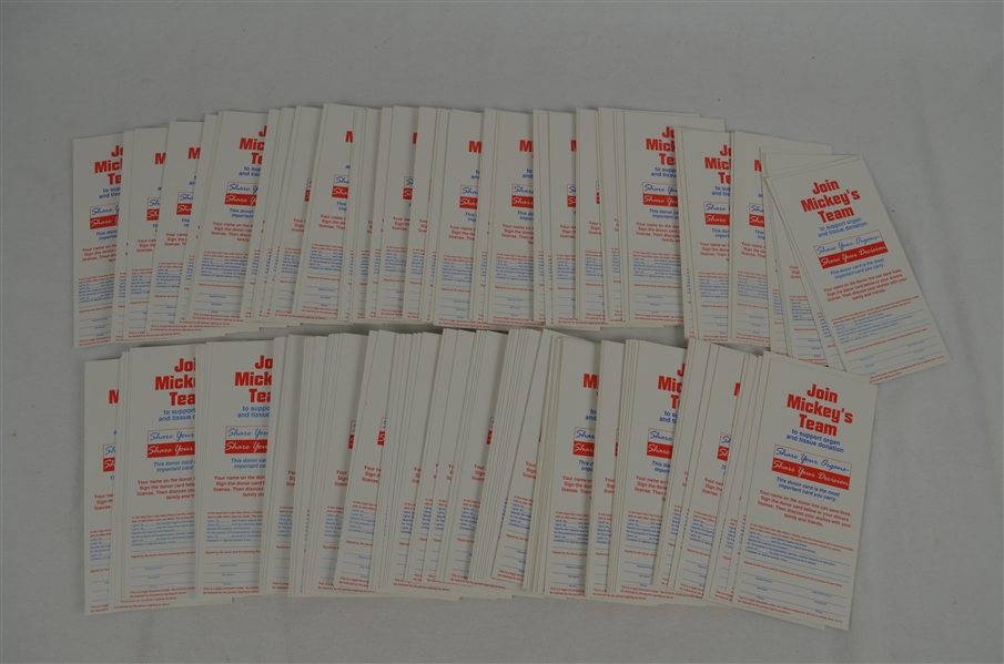 Mickey Mantle Collection of 150 Donor Cards