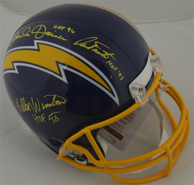 Dan Fouts Kellen Winslow & Charlie Joiner Autographed & Inscribed San Diego Chargers Helmet