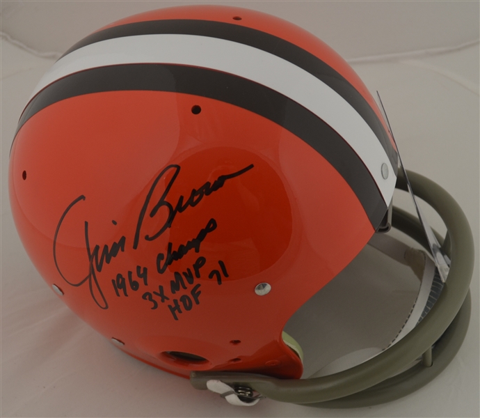 Jim Brown Autographed & Inscribed Cleveland Browns Helmet