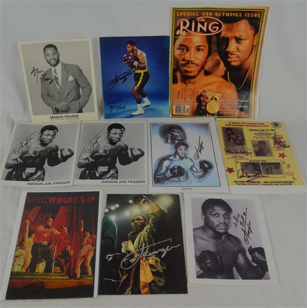 Collection of 10 Joe Frazier & Marvis Frazier Autographed Photos