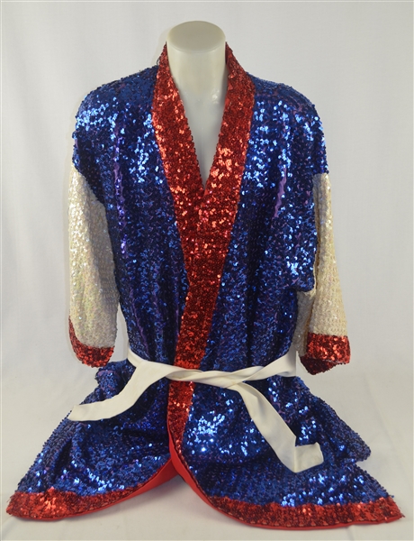 Joe Fraziers Vintage Red White & Blue Sequined Boxing Robe