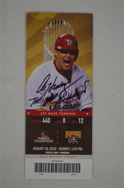 Al Hrbosky Autographed & Inscribed 2012 Full Ticket & St. Louis 1989 Phantom NLCS Tickets