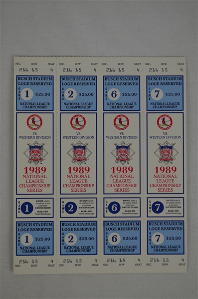 St. Louis 1989 Phantom NLCS Tickets